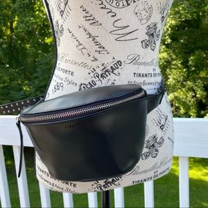 Calvin Klein Grommet Metal Black Leather Belt Bag